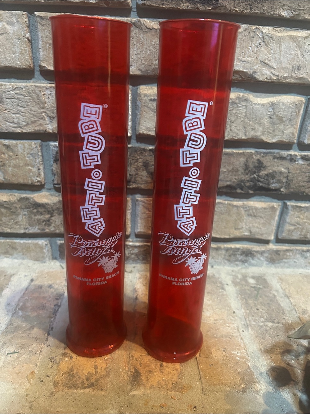 Pineapple Willy’s PCB Red Tall Plastic Tumbler attitube. Plastic pair